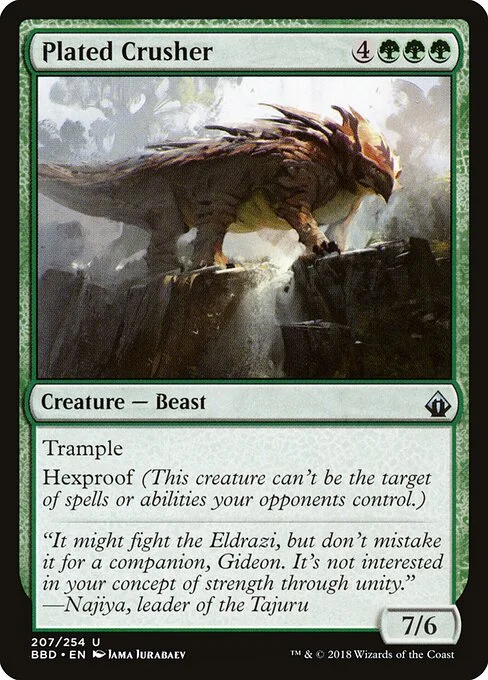 Plated Crusher, carta Magic di tipo Creature — Beast illustrata da Jama Jurabaev