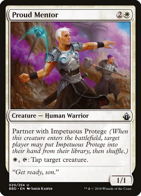 Proud Mentor, carta Magic di tipo Creature — Human Warrior illustrata da Jakub Kasper