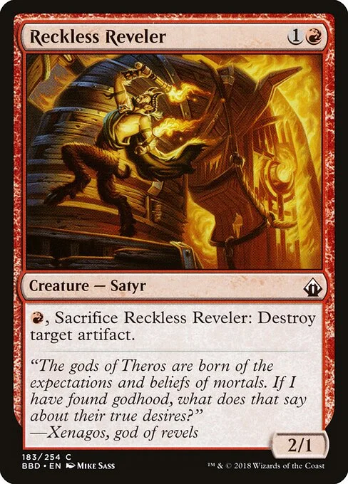 Reckless Reveler, carta Magic di tipo Creature — Satyr illustrata da Mike Sass