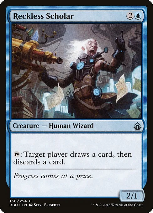 Reckless Scholar, carta Magic di tipo Creature — Human Wizard illustrata da Steve Prescott