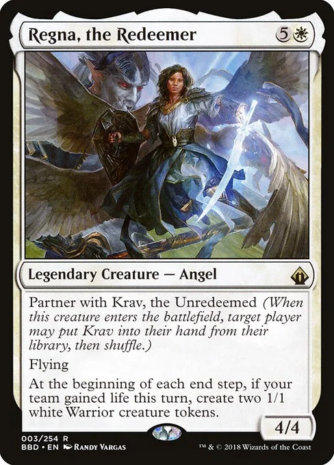 Regna, the Redeemer, carta Magic di tipo Legendary Creature — Angel illustrata da Randy Vargas