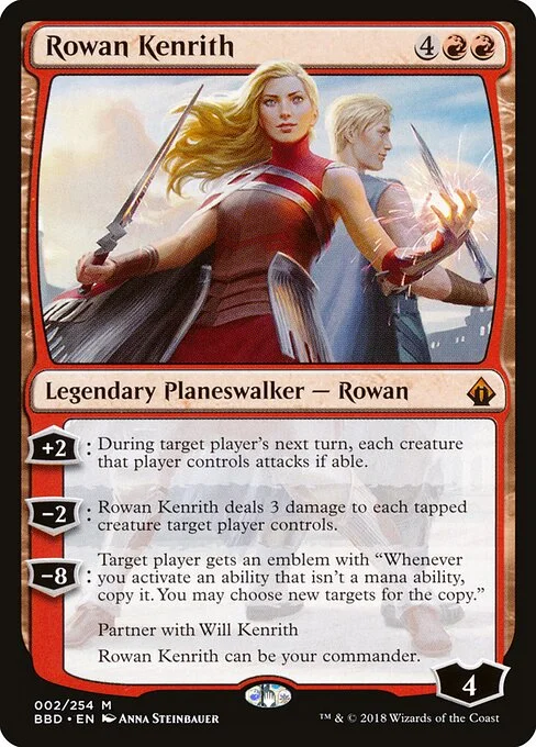 Rowan Kenrith, carta Magic di tipo Legendary Planeswalker — Rowan illustrata da Anna Steinbauer