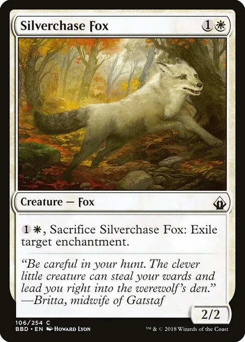 Silverchase Fox, carta Magic di tipo Creature — Fox illustrata da Howard Lyon