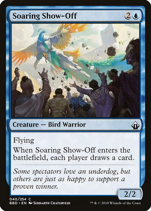 Soaring Show-Off, carta Magic di tipo Creature — Bird Warrior illustrata da Sidharth Chaturvedi