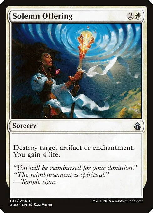 Solemn Offering, carta Magic di tipo Sorcery illustrata da Sam Wood