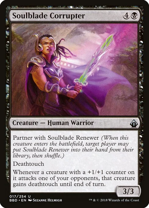 Soulblade Corrupter, carta Magic di tipo Creature — Human Warrior illustrata da Suzanne Helmigh