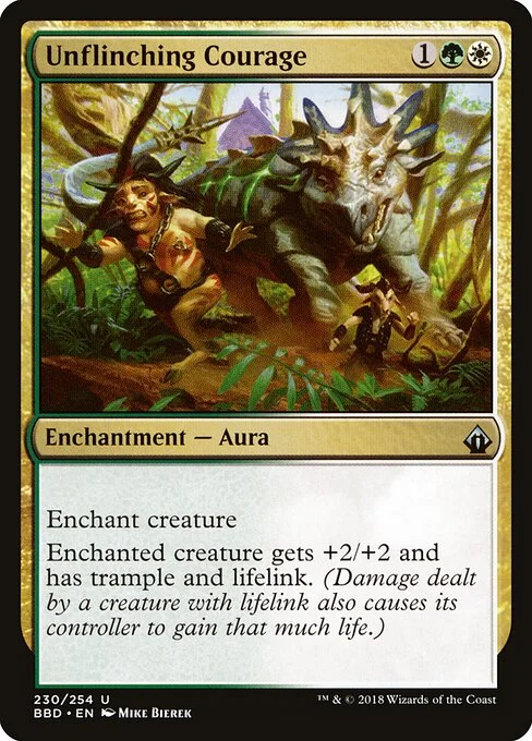 Unflinching Courage, carta Magic di tipo Enchantment — Aura illustrata da Mike Bierek