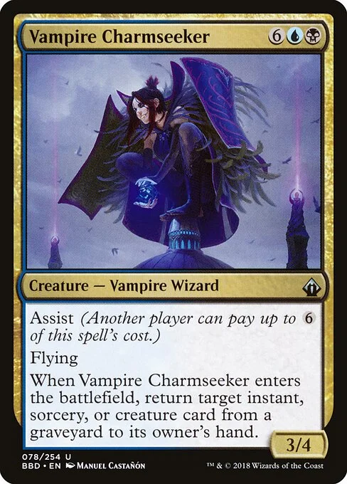 Vampire Charmseeker, carta Magic di tipo Creature — Vampire Wizard illustrata da Manuel Castañón