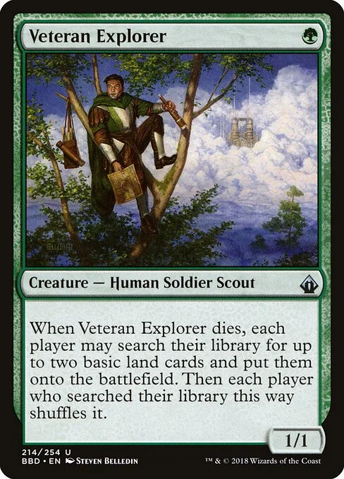 Veteran Explorer, carta Magic di tipo Creature — Human Soldier Scout illustrata da Steven Belledin
