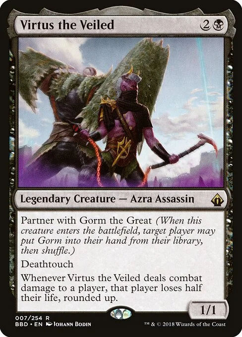 Virtus the Veiled, carta Magic di tipo Legendary Creature — Azra Assassin illustrata da Johann Bodin