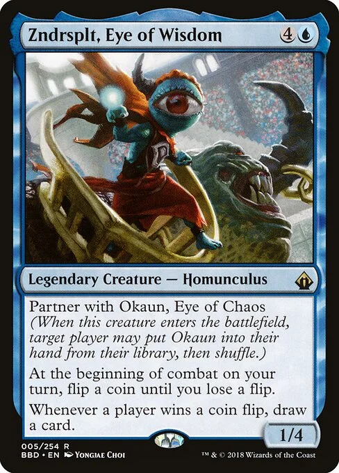 Zndrsplt, Eye of Wisdom, carta Magic di tipo Legendary Creature — Homunculus illustrata da Yongjae Choi