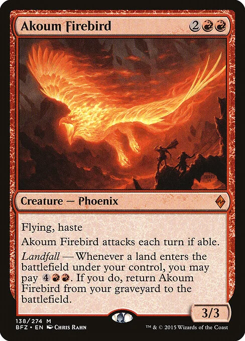 Akoum Firebird, carta Magic di tipo Creature — Phoenix illustrata da Chris Rahn