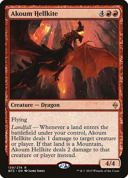 Akoum Hellkite, carta Magic di tipo Creature — Dragon illustrata da Jaime Jones