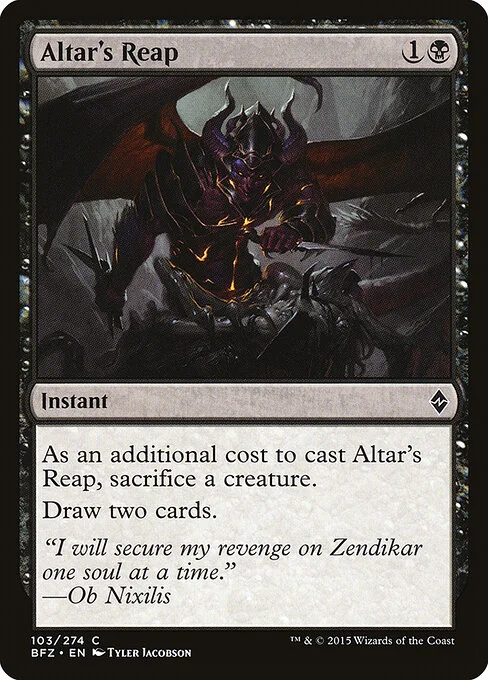 Altar's Reap, carta Magic di tipo Instant illustrata da Tyler Jacobson