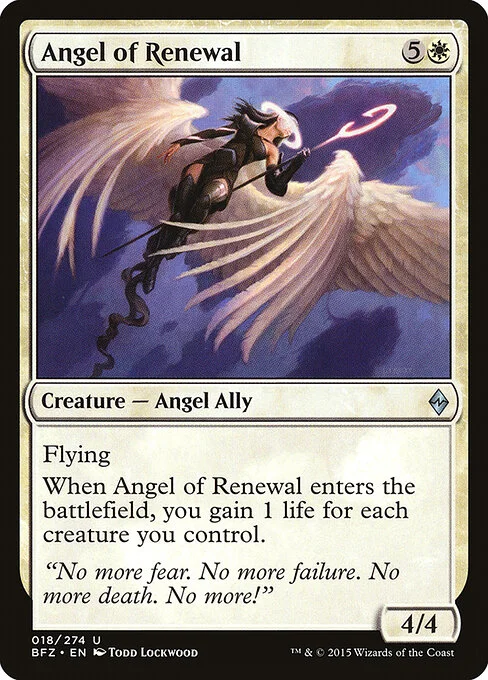 Angel of Renewal, carta Magic di tipo Creature — Angel Ally illustrata da Todd Lockwood