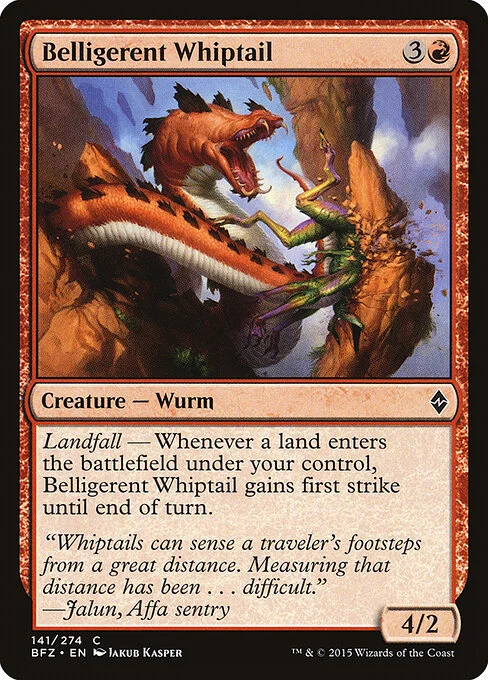 Belligerent Whiptail, carta Magic di tipo Creature — Wurm illustrata da Jakub Kasper