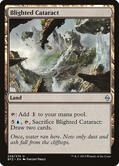 Blighted Cataract, carta Magic di tipo Land illustrata da Vincent Proce