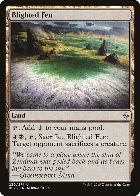 Blighted Fen, carta Magic di tipo Land illustrata da Jonas De Ro