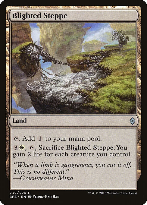 Blighted Steppe, carta Magic di tipo Land illustrata da Yeong-Hao Han