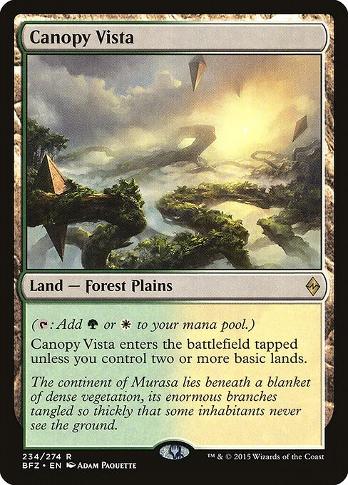 Canopy Vista, carta Magic di tipo Land — Forest Plains illustrata da Adam Paquette