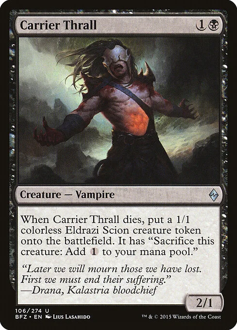 Carrier Thrall, carta Magic di tipo Creature — Vampire illustrata da Lius Lasahido