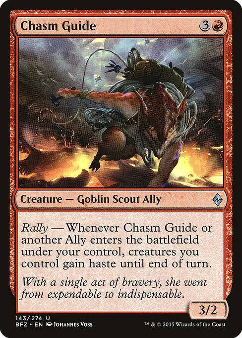 Chasm Guide, carta Magic di tipo Creature — Goblin Scout Ally illustrata da Johannes Voss