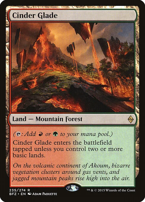 Cinder Glade, carta Magic di tipo Land — Mountain Forest illustrata da Adam Paquette