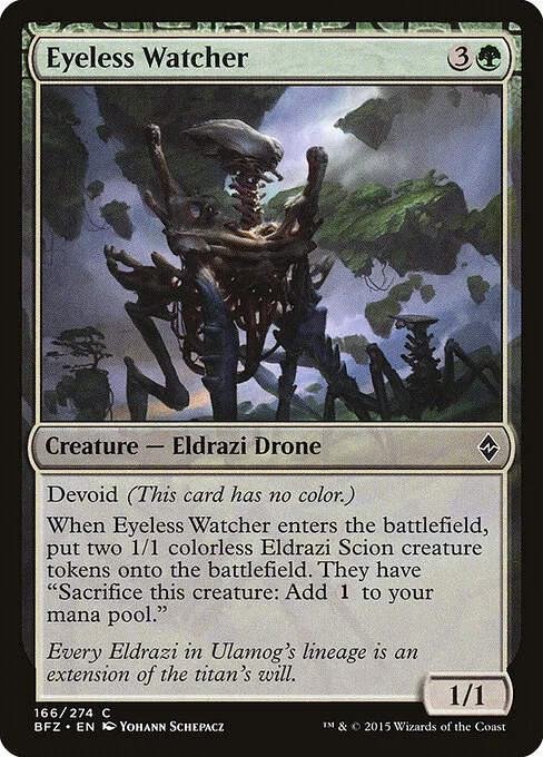 Eyeless Watcher, carta Magic di tipo Creature — Eldrazi Drone illustrata da Yohann Schepacz