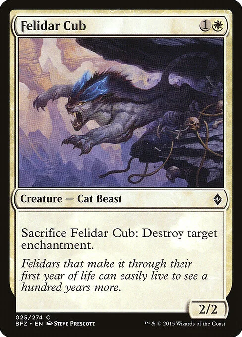 Felidar Cub, carta Magic di tipo Creature — Cat Beast illustrata da Steve Prescott