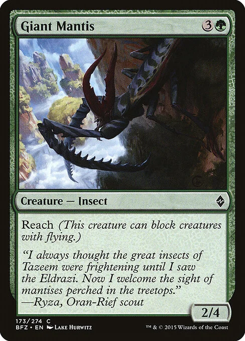 Giant Mantis, carta Magic di tipo Creature — Insect illustrata da Lake Hurwitz