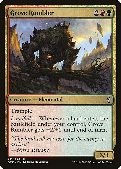 Grove Rumbler, carta Magic di tipo Creature — Elemental illustrata da Greg Opalinski