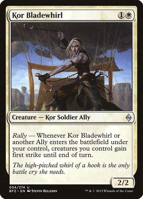 Kor Bladewhirl, carta Magic di tipo Creature — Kor Soldier Ally illustrata da Steven Belledin