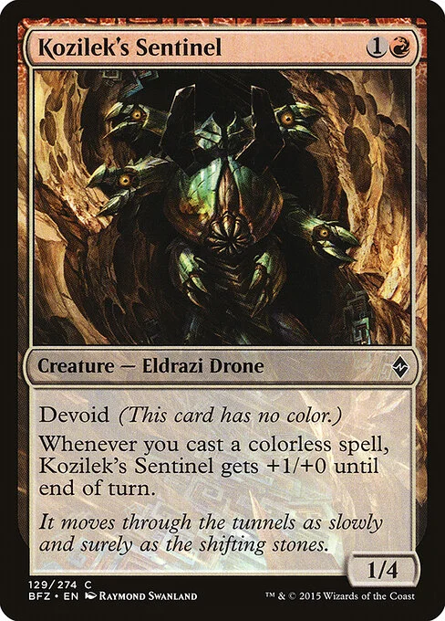 Kozilek's Sentinel, carta Magic di tipo Creature — Eldrazi Drone illustrata da Raymond Swanland