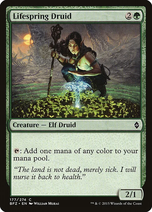 Lifespring Druid, carta Magic di tipo Creature — Elf Druid illustrata da Willian Murai