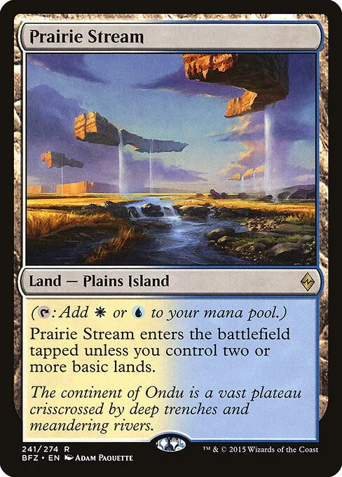Prairie Stream, carta Magic di tipo Land — Plains Island illustrata da Adam Paquette