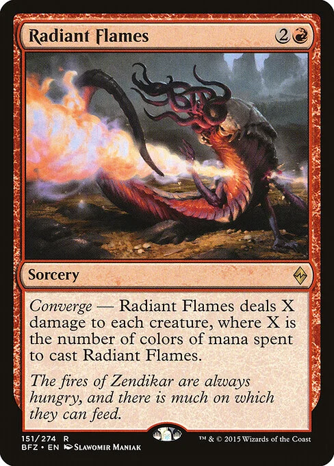 Radiant Flames, carta Magic di tipo Sorcery illustrata da Slawomir Maniak