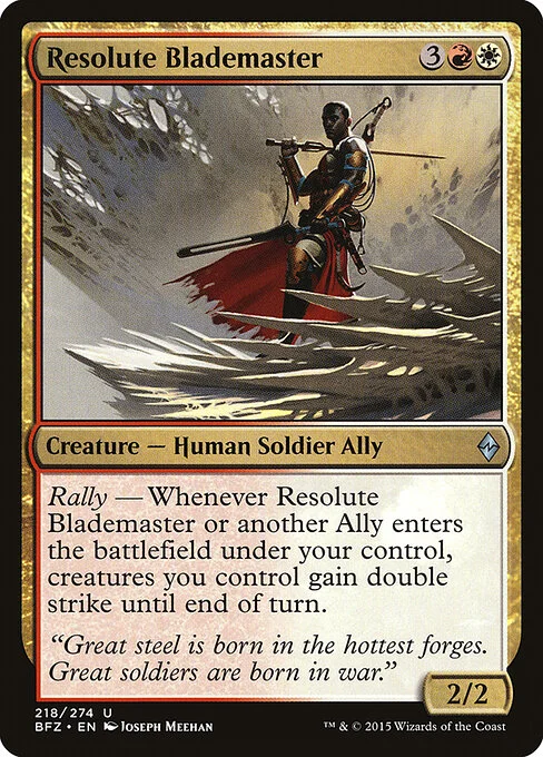 Resolute Blademaster, carta Magic di tipo Creature — Human Soldier Ally illustrata da Joseph Meehan