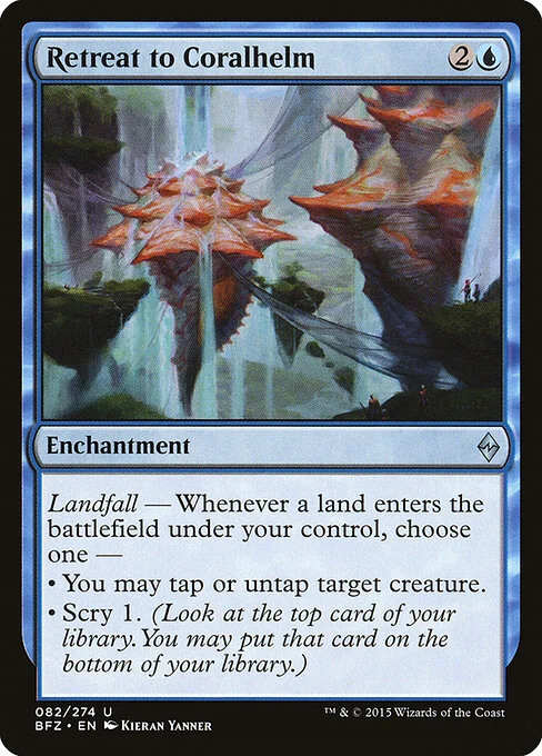 Retreat to Coralhelm, carta Magic di tipo Enchantment illustrata da Kieran Yanner