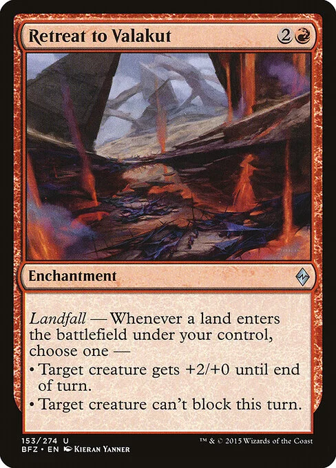Retreat to Valakut, carta Magic di tipo Enchantment illustrata da Kieran Yanner