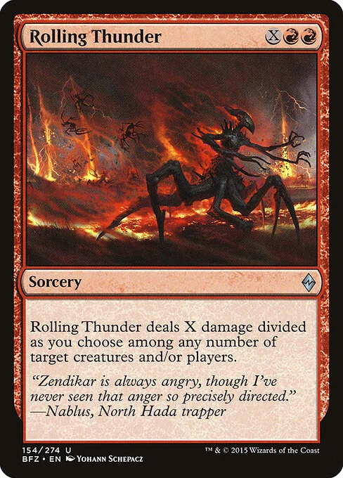 Rolling Thunder, carta Magic di tipo Sorcery illustrata da Yohann Schepacz
