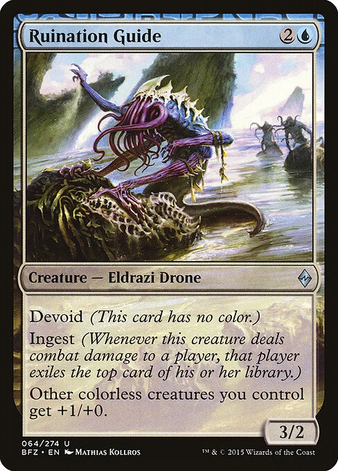 Ruination Guide, carta Magic di tipo Creature — Eldrazi Drone illustrata da Mathias Kollros