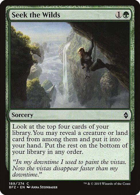 Seek the Wilds, carta Magic di tipo Sorcery illustrata da Anna Steinbauer