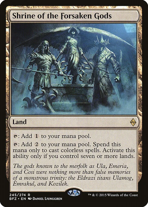 Shrine of the Forsaken Gods, carta Magic di tipo Land illustrata da Daniel Ljunggren