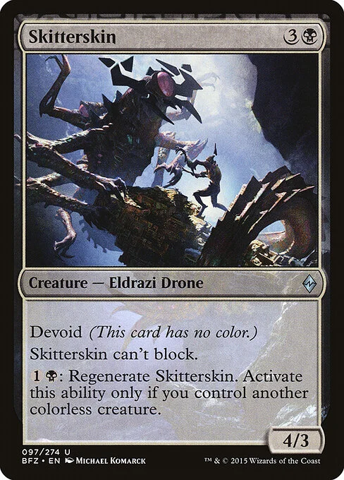 Skitterskin, carta Magic di tipo Creature — Eldrazi Drone illustrata da Michael Komarck
