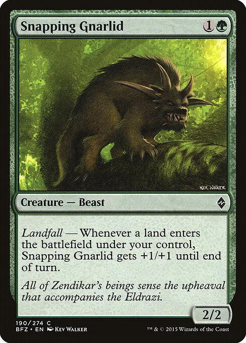 Snapping Gnarlid, carta Magic di tipo Creature — Beast illustrata da Kev Walker