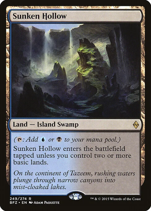 Sunken Hollow, carta Magic di tipo Land — Island Swamp illustrata da Adam Paquette