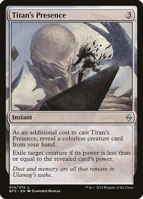 Titan's Presence, carta Magic di tipo Instant illustrata da Slawomir Maniak