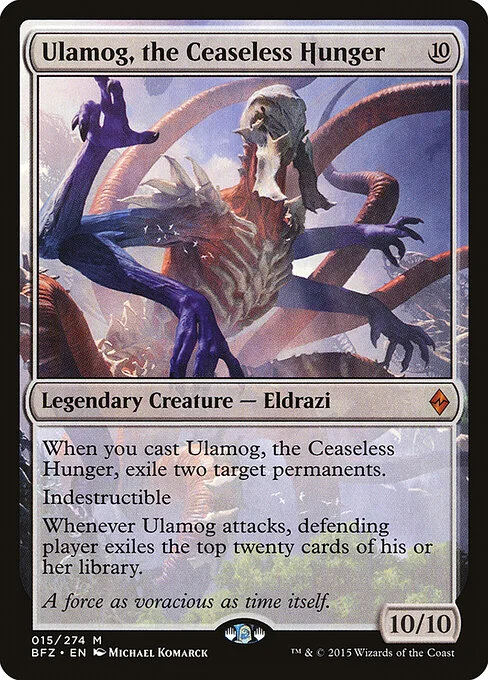Ulamog, the Ceaseless Hunger, carta Magic di tipo Legendary Creature — Eldrazi illustrata da Michael Komarck