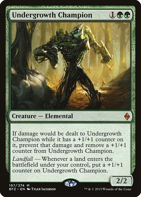 Undergrowth Champion, carta Magic di tipo Creature — Elemental illustrata da Tyler Jacobson