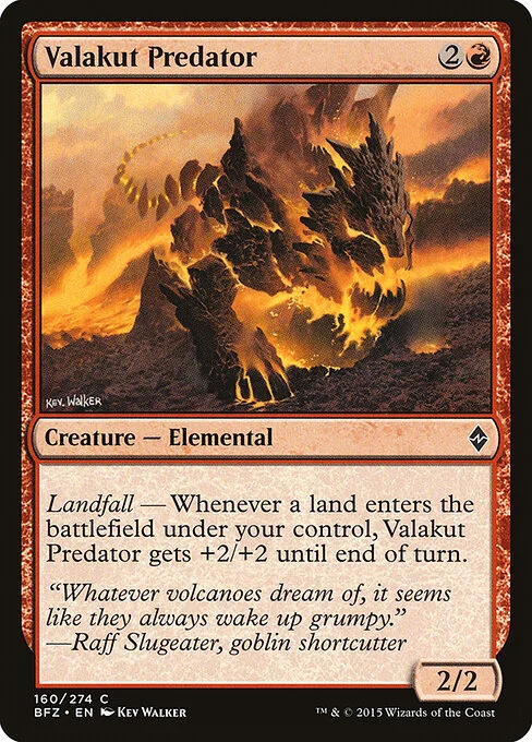 Valakut Predator, carta Magic di tipo Creature — Elemental illustrata da Kev Walker